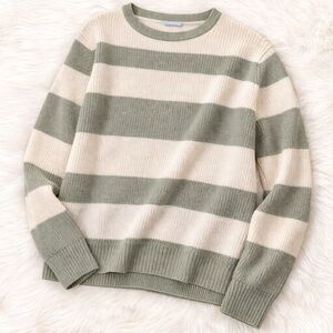 Baltic Born Green and Cream Striped knit Sweater | M